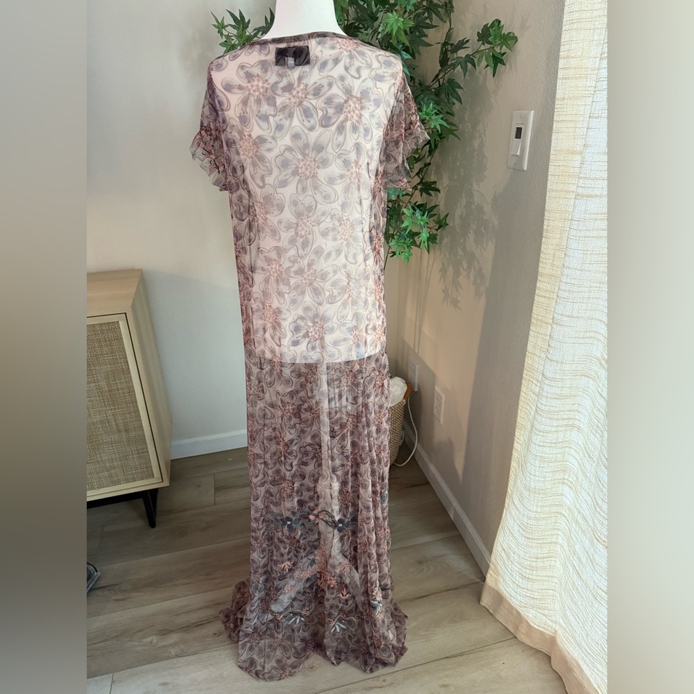 Biya by Johnny Was Vevi Embroidered Mesh Maxi Dress L - Picture 4 of 6
